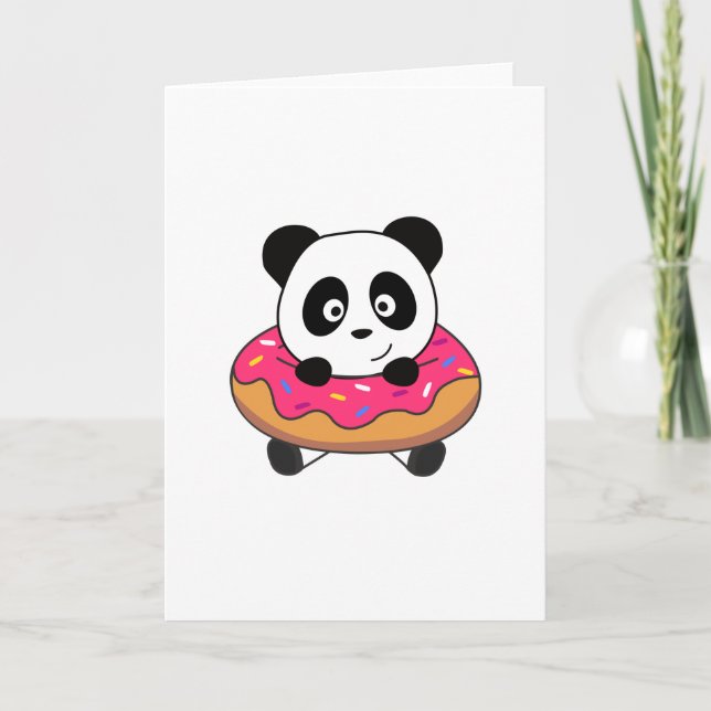 Sweet Panda Bear Pandas Donut Streusel Karte (Vorderseite)