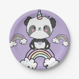 Sweet Panda Unicorn Girls Rainbows Pappteller