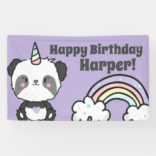 Sweet Panda Unicorn Rainbows Geburtstag Banner