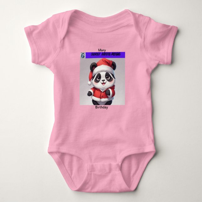 Sweet Panda Weihnachtskleidung Geschrieben Baby Strampler (Vorderseite)