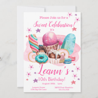 Sweet Party Einladung, bestellbare Geburtstagsfeie Einladung