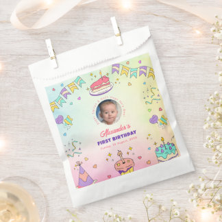 Sweet Pastel Baby Boy 1st Birthday Photo Favor Bag Geschenktütchen