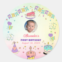 Sweet Pastel Baby Boy 1st Birthday Photo