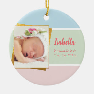 Sweet Pastel Baby Girl Foto Birth Record Stat Keramik Ornament