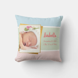 Sweet Pastel Baby Girl Foto Birth Record Stat Kissen