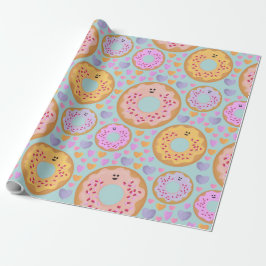 Sweet Pastel Donuts and Hearts Pattern Geschenkpapier