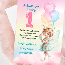 Sweet Pastel Fairy 1. Geburtstag Einladung