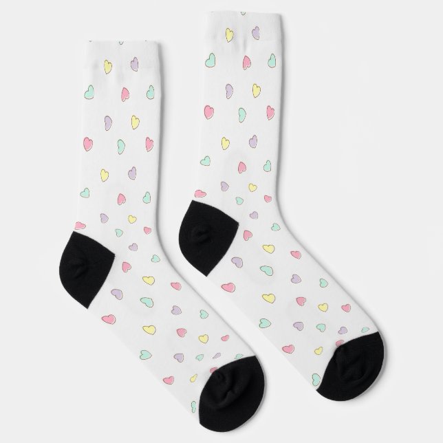 Sweet Pastel Hearts Muster Socken (Rechts)