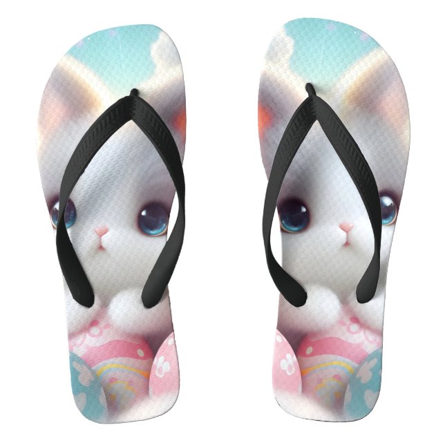 Sweet Pastel Kawaii Kitten Easter Eggs Flip Flops (Fußbett)