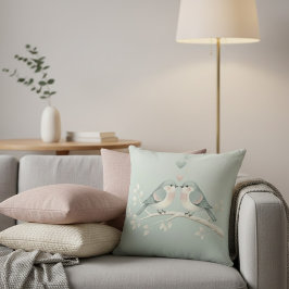 Sweet Pastel Love Birds: Whimsical Valentine Illus Kissen