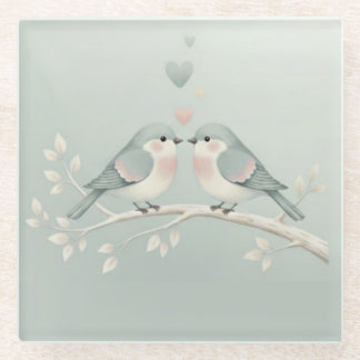 Sweet Pastel Love Birds: Whimsical Valentine’s Day Glasuntersetzer