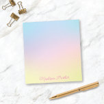 Sweet Pastel Ombré Notepad Personalized for Kids Notizblock<br><div class="desc">This cute personalized notepad features a background of pink,  blue,  and yellow pastel hues with your child's name in a script at the bottom. This sweet design is an excellent choice for any kid AND makes a fun gift!</div>