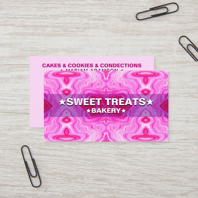 Sweet Pastel Pink Color | Elegant Cake Bakery Visitenkarte (Vorderseite/Rückseite Beispiel)