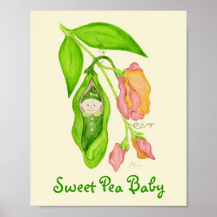 Sweet Pea Baby Girl Art Printposter Poster