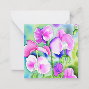 Sweet Pea Blume Aquarelltafel Mitteilungskarte