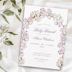 Sweet Pea Blume Baby Brunch eleganter Lavendel Einladung