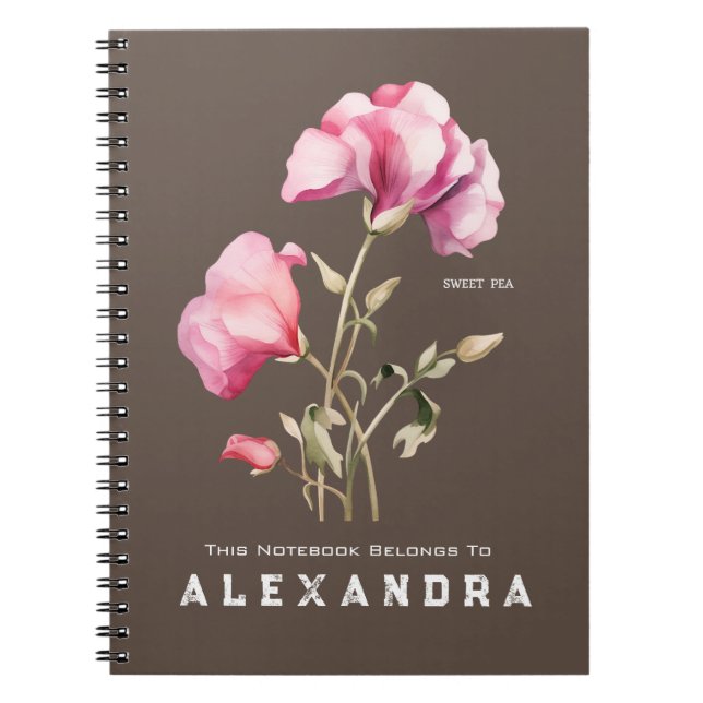 Sweet Pea Blume - Notebook personalize it Notizblock (Vorderseite)