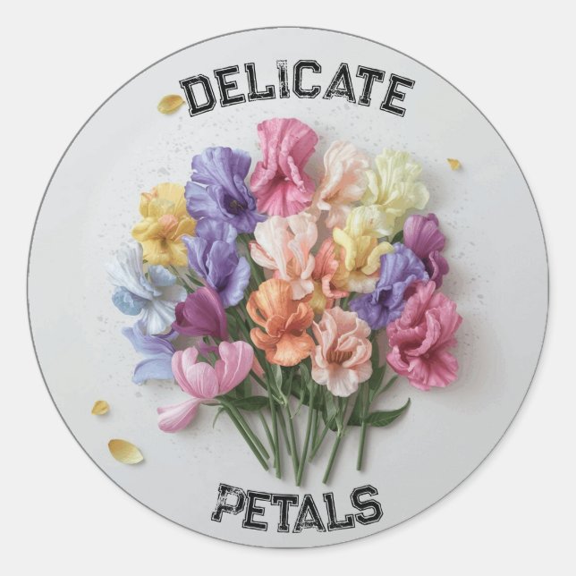 Sweet Pea-Blume-Sticker Personalisieren von Namens Runder Aufkleber (Vorderseite)