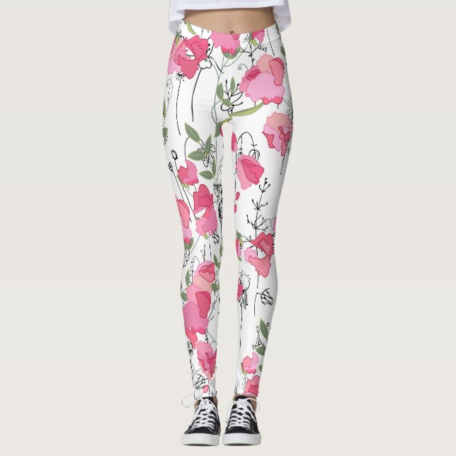 Sweet Pea: Blumensommertextur. Leggings (Vorderseite)