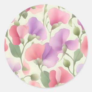 Sweet Pea Charming Retro Pastel Runder Aufkleber