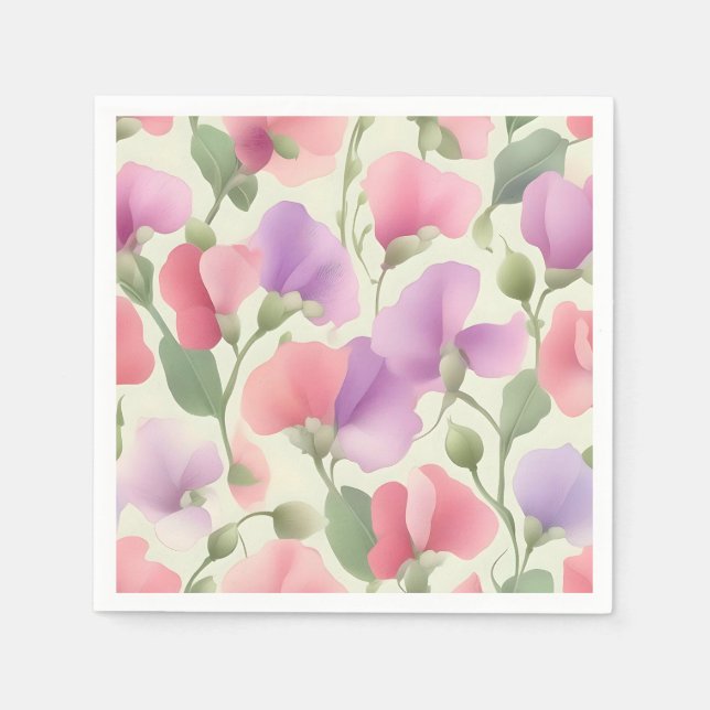 Sweet Pea Charming Retro Pastel Serviette (Vorderseite)