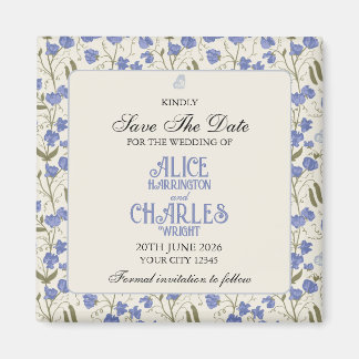 Sweet Pea Floral Blue und Cream Magnet