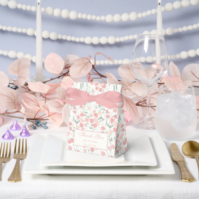 Sweet Pea Floral Cream und Pink Wedding Vielen Dan Geschenkschachtel (Hochzeit)