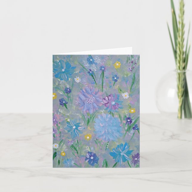 Sweet Pea Floral Note Card Dankeskarte (Vorderseite)