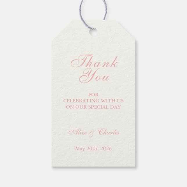 Sweet Pea Floral Pink und Creme Danke für Ihre Hoc Geschenkanhänger (Rückseite)