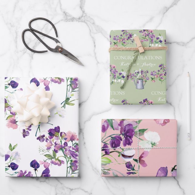 Sweet Pea Gratulationen Packpapier Blätter (Vorderseite)