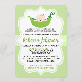Sweet Pea Green Baby Dusche Einladung anpassen