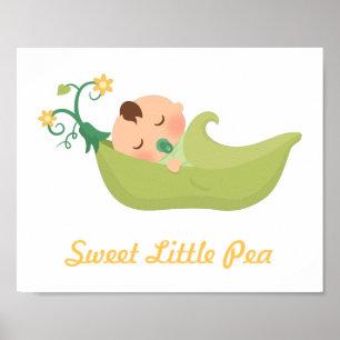 Sweet Pea in Pod Baby Boy Kinderzimmer Zimmerdekor Poster