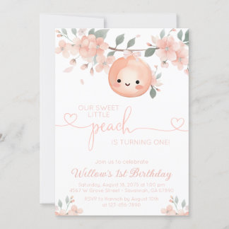 Sweet Peach 1. Geburtstag Einladung