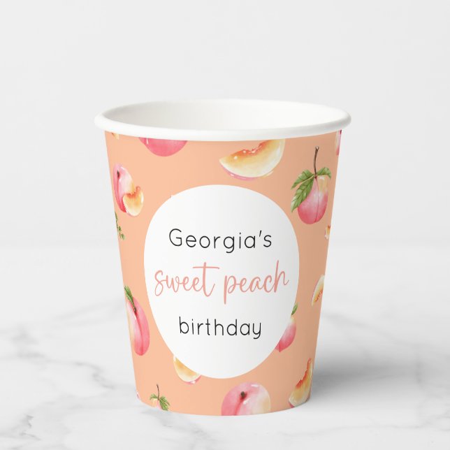 Sweet Peach 1. Geburtstag Pappbecher (Vorderseite)