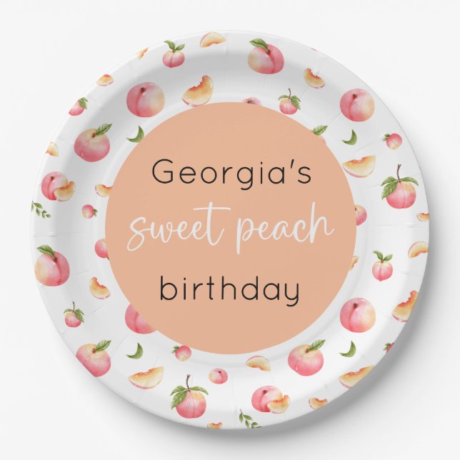 Sweet Peach 1. Geburtstag Pappteller (Vorderseite)