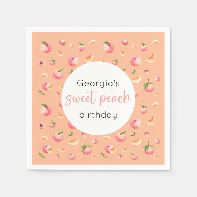 Sweet Peach 1. Geburtstag Serviette (Vorderseite)