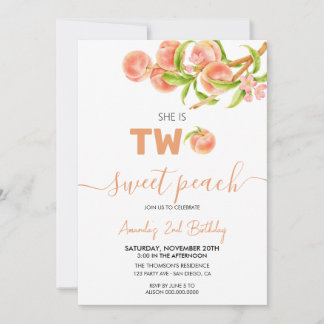 Sweet Peach 2. Geburtstag Einladung