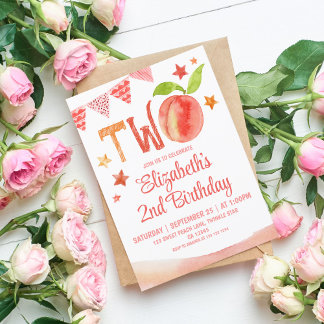 Sweet Peach 2. Geburtstag Einladung