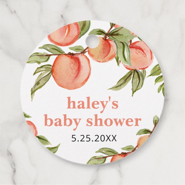 Sweet Peach Baby Dusche Runde Geschenke Liebesmark Geschenkanhänger (Rückseite)
