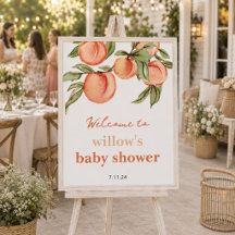 Sweet Peach Baby Shower Plakat Begrüßungszeichen