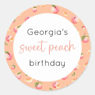 Sweet Peach Birthday Runder Aufkleber