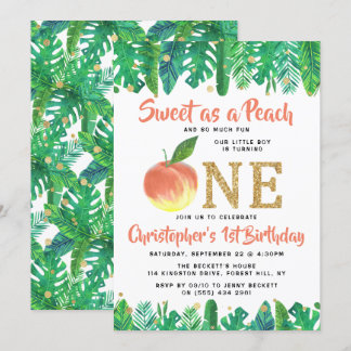 Sweet Peach Boys 1. Geburtstag Einladung