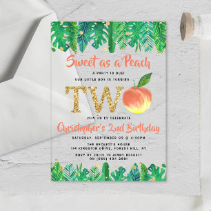 Sweet Peach Boys 2. Geburtstag Acryleinladungen