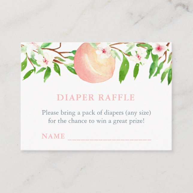 Sweet Peach Diaper Raffle Ticket Girl Babydusche Begleitkarte (Vorderseite)