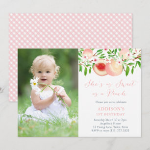 Sweet Peach Geburtstagsfeier für Girl-Foto Einladung