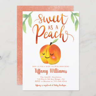 Sweet Peach Girl Babydusche Einladung