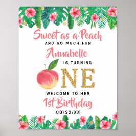 Sweet Peach Girls 1. Geburtstag Willkommen Poster