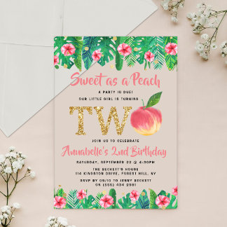 Sweet Peach Girls 2. Geburtstag Acryleinladungen