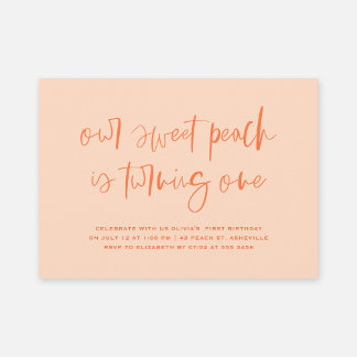 Sweet Peach Minimalistisch Girl Erster Geburtstag Einladung