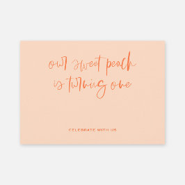 Sweet Peach Minimalistisch Girl Erster Geburtstag Einladung